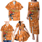 Greater Western Sydney Giants Family Matching Puletasi and Hawaiian Shirt Mascot Cartoon Football Illustration Style