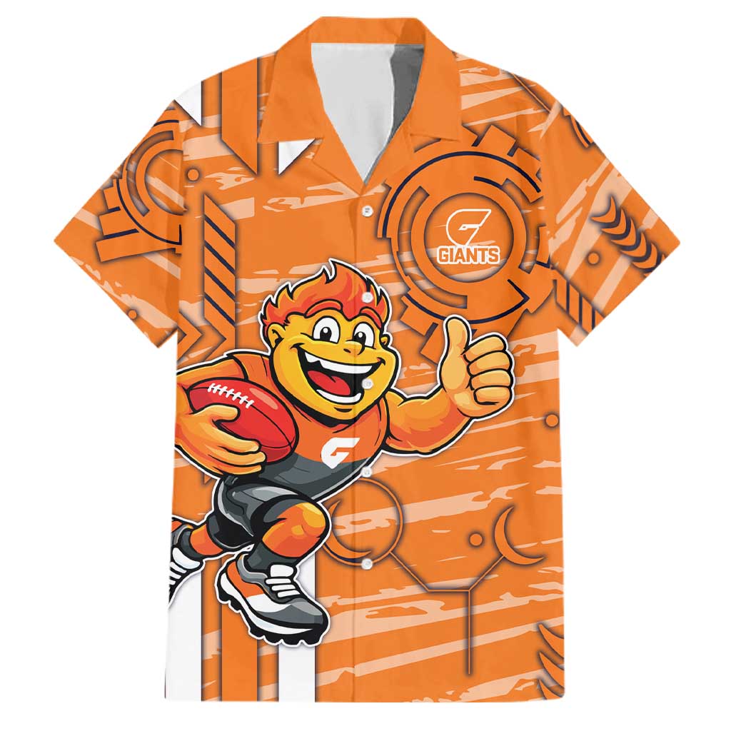 Greater Western Sydney Giants Family Matching Puletasi and Hawaiian Shirt Mascot Cartoon Football Illustration Style