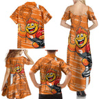 Greater Western Sydney Giants Family Matching Summer Maxi Dress and Hawaiian Shirt Mascot Cartoon Football Illustration Style