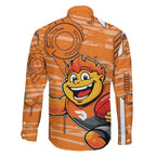 Greater Western Sydney Giants Family Matching Summer Maxi Dress and Hawaiian Shirt Mascot Cartoon Football Illustration Style