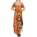 Greater Western Sydney Giants Family Matching Summer Maxi Dress and Hawaiian Shirt Mascot Cartoon Football Illustration Style