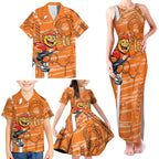 Greater Western Sydney Giants Family Matching Tank Maxi Dress and Hawaiian Shirt Mascot Cartoon Football Illustration Style