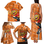 Greater Western Sydney Giants Family Matching Tank Maxi Dress and Hawaiian Shirt Mascot Cartoon Football Illustration Style