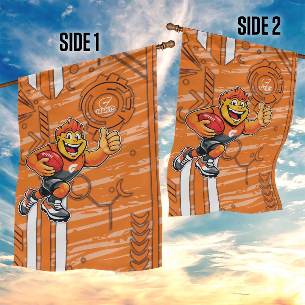 Greater Western Sydney Giants Garden Flag Mascot Cartoon Football Illustration Style