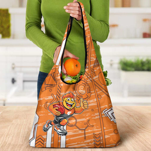 Greater Western Sydney Giants Grocery Bag Mascot Cartoon Football Illustration Style