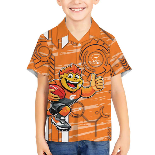 Greater Western Sydney Giants Hawaiian Shirt Mascot Cartoon Football Illustration Style