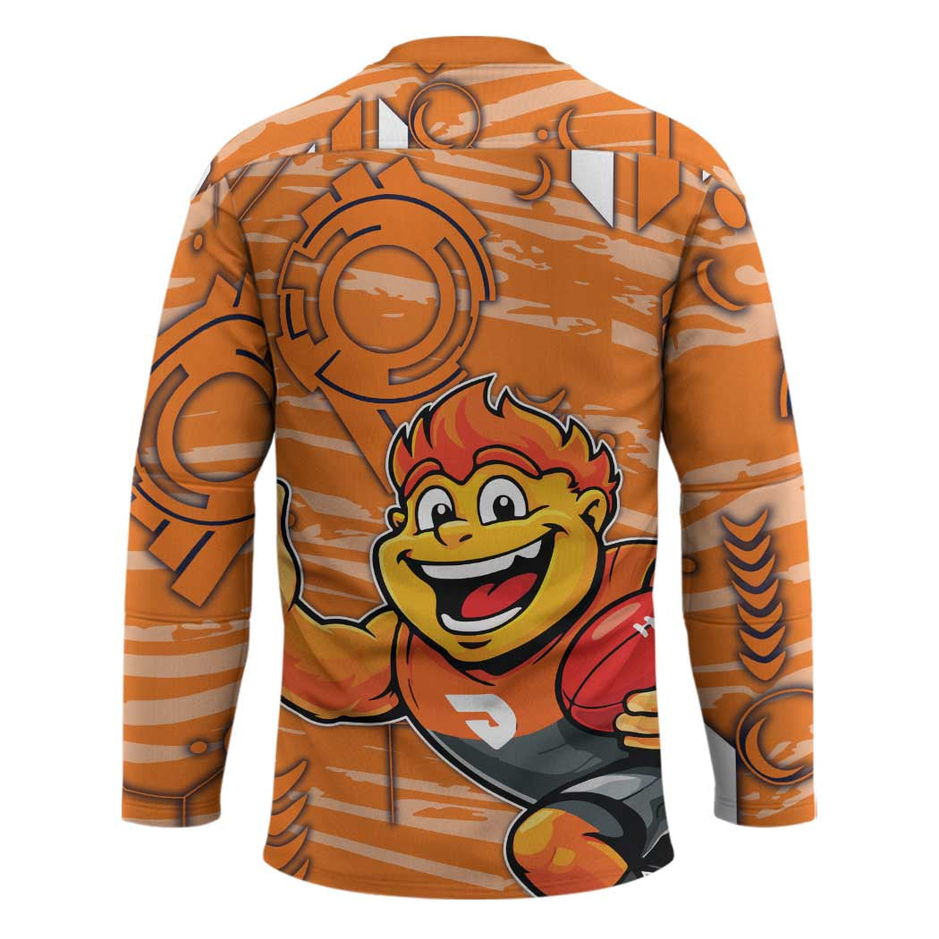 Greater Western Sydney Giants Hockey Jersey Mascot Cartoon Football Illustration Style