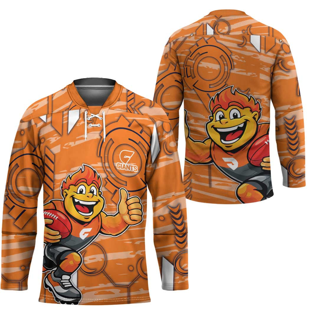 Greater Western Sydney Giants Hockey Jersey Mascot Cartoon Football Illustration Style