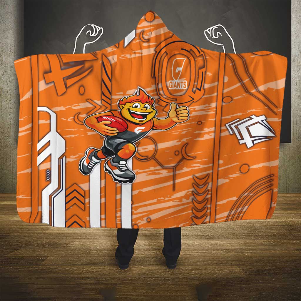 Greater Western Sydney Giants Hooded Blanket Mascot Cartoon Football Illustration Style