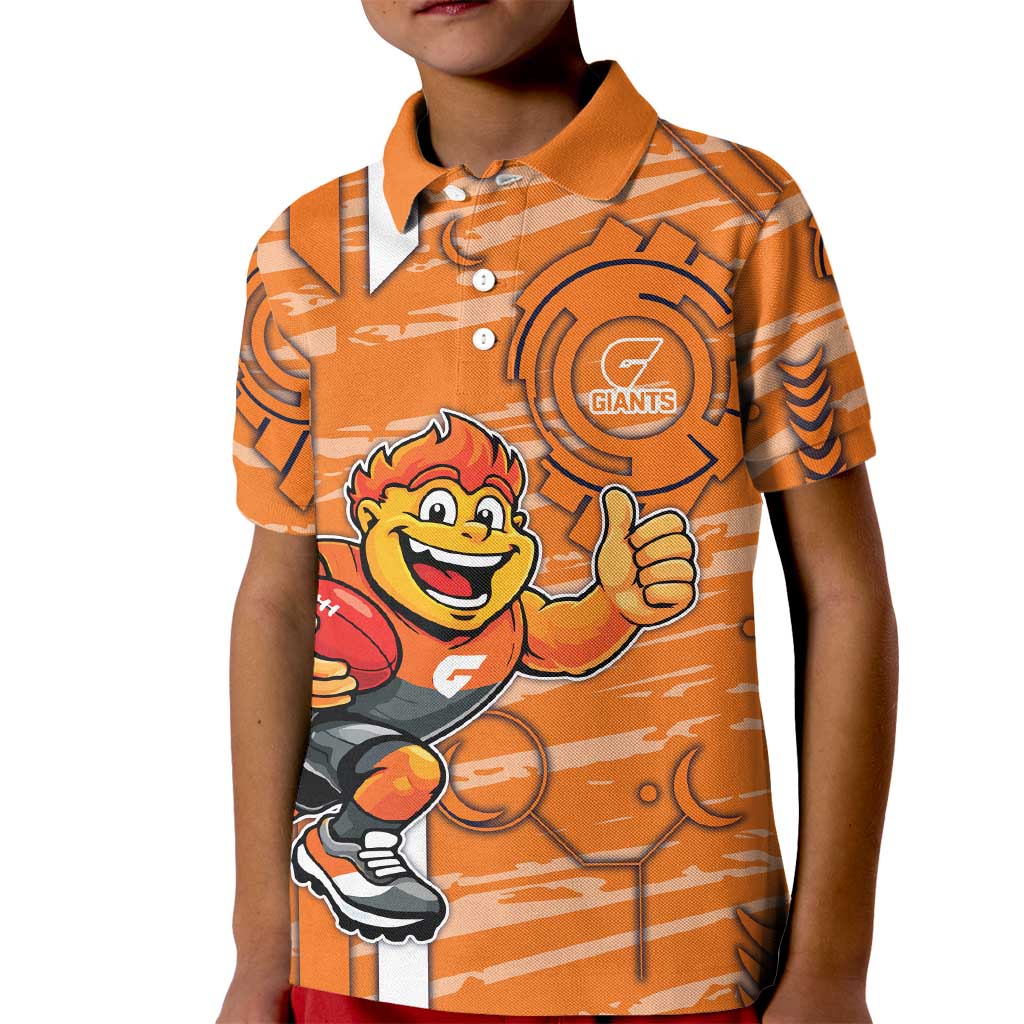 Greater Western Sydney Giants Kid Polo Shirt Mascot Cartoon Football Illustration Style