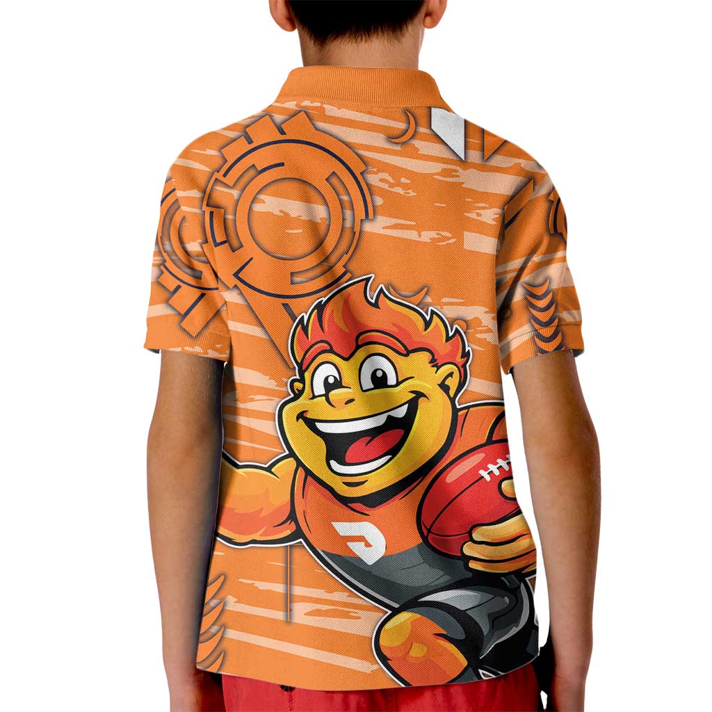 Greater Western Sydney Giants Kid Polo Shirt Mascot Cartoon Football Illustration Style