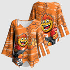 Greater Western Sydney Giants Kimono Sleeve Blouse Mascot Cartoon Football Illustration Style