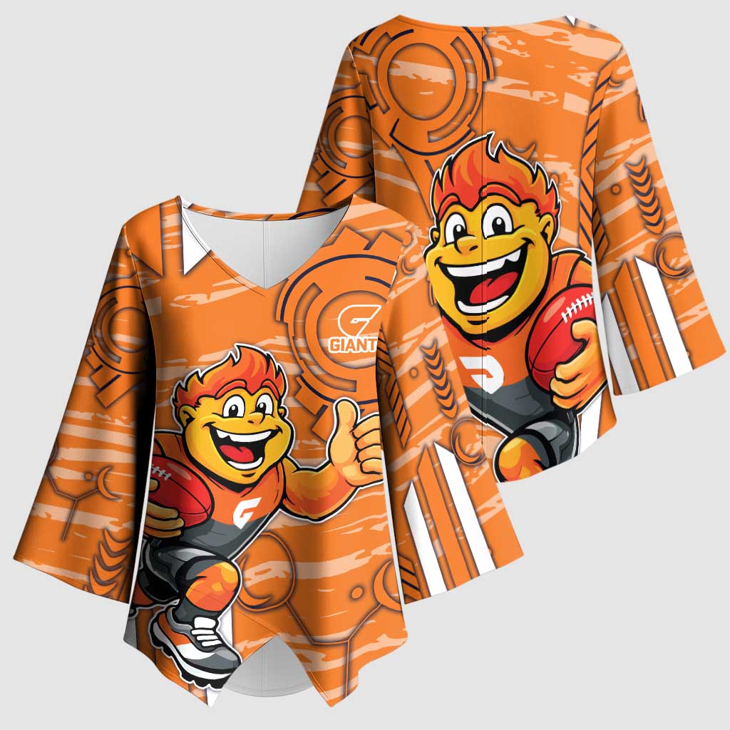 Greater Western Sydney Giants Kimono Sleeve Blouse Mascot Cartoon Football Illustration Style