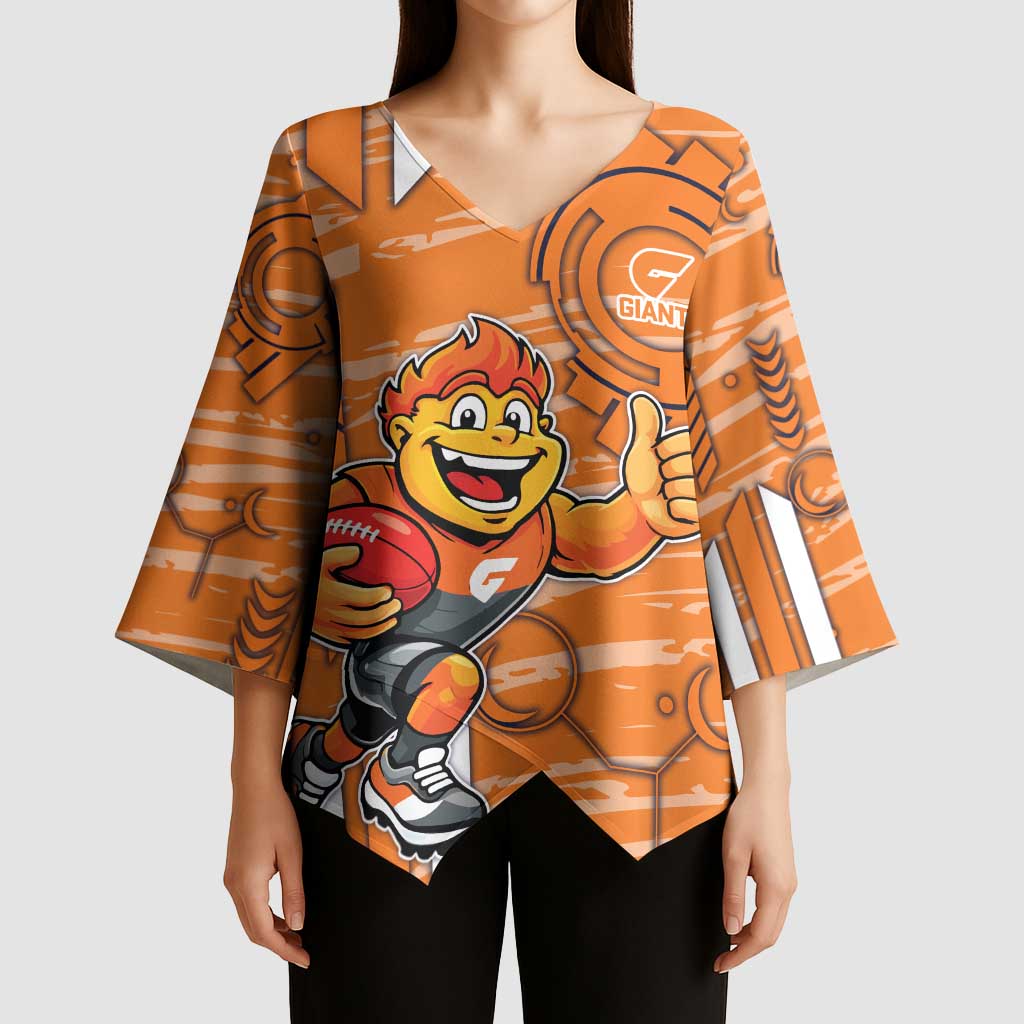 Greater Western Sydney Giants Kimono Sleeve Blouse Mascot Cartoon Football Illustration Style