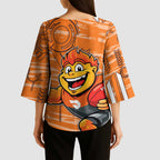 Greater Western Sydney Giants Kimono Sleeve Blouse Mascot Cartoon Football Illustration Style