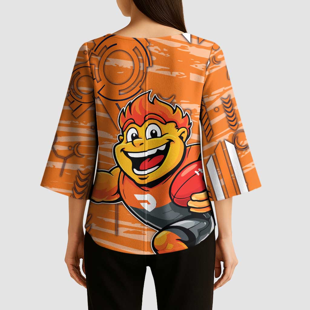 Greater Western Sydney Giants Kimono Sleeve Blouse Mascot Cartoon Football Illustration Style