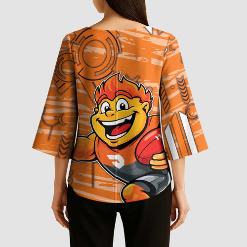 Greater Western Sydney Giants Kimono Sleeve Blouse Mascot Cartoon Football Illustration Style