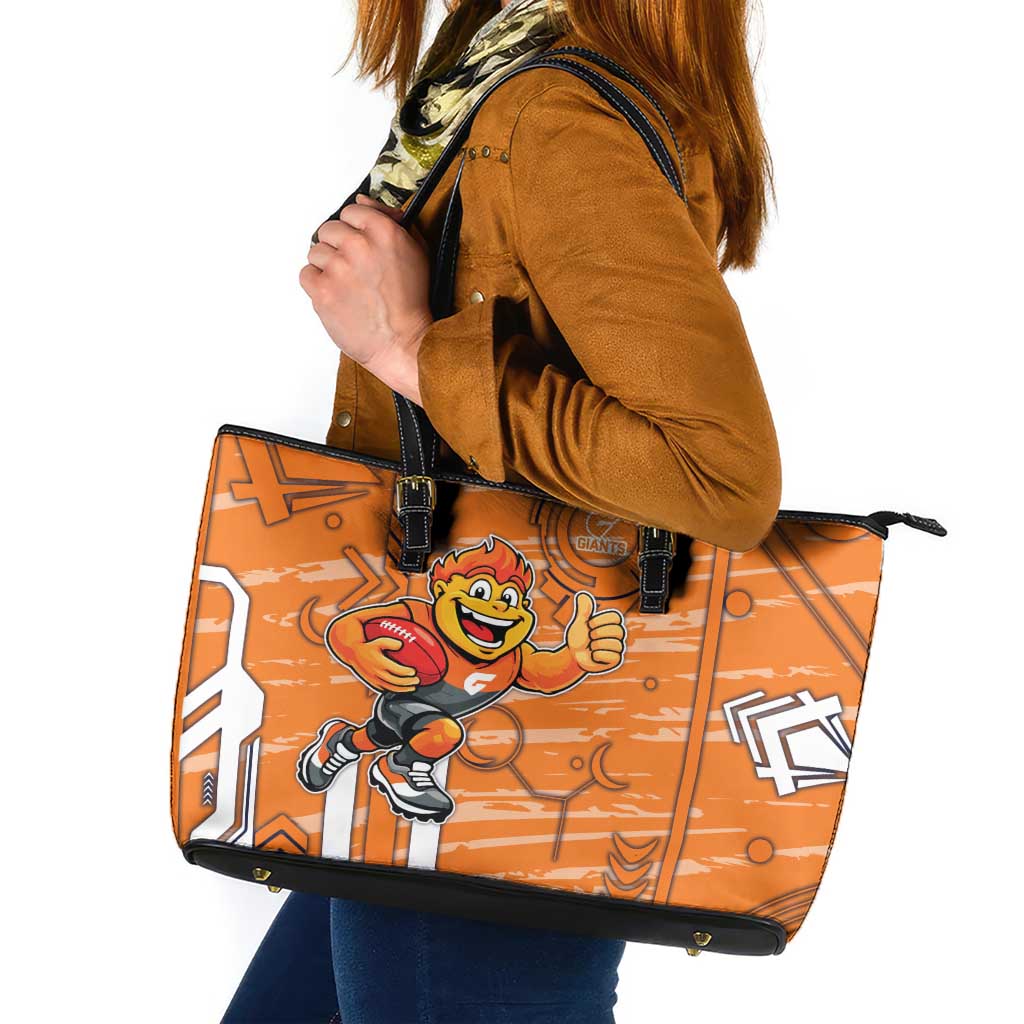 Greater Western Sydney Giants Leather Tote Bag Mascot Cartoon Football Illustration Style