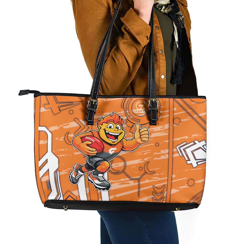 Greater Western Sydney Giants Leather Tote Bag Mascot Cartoon Football Illustration Style