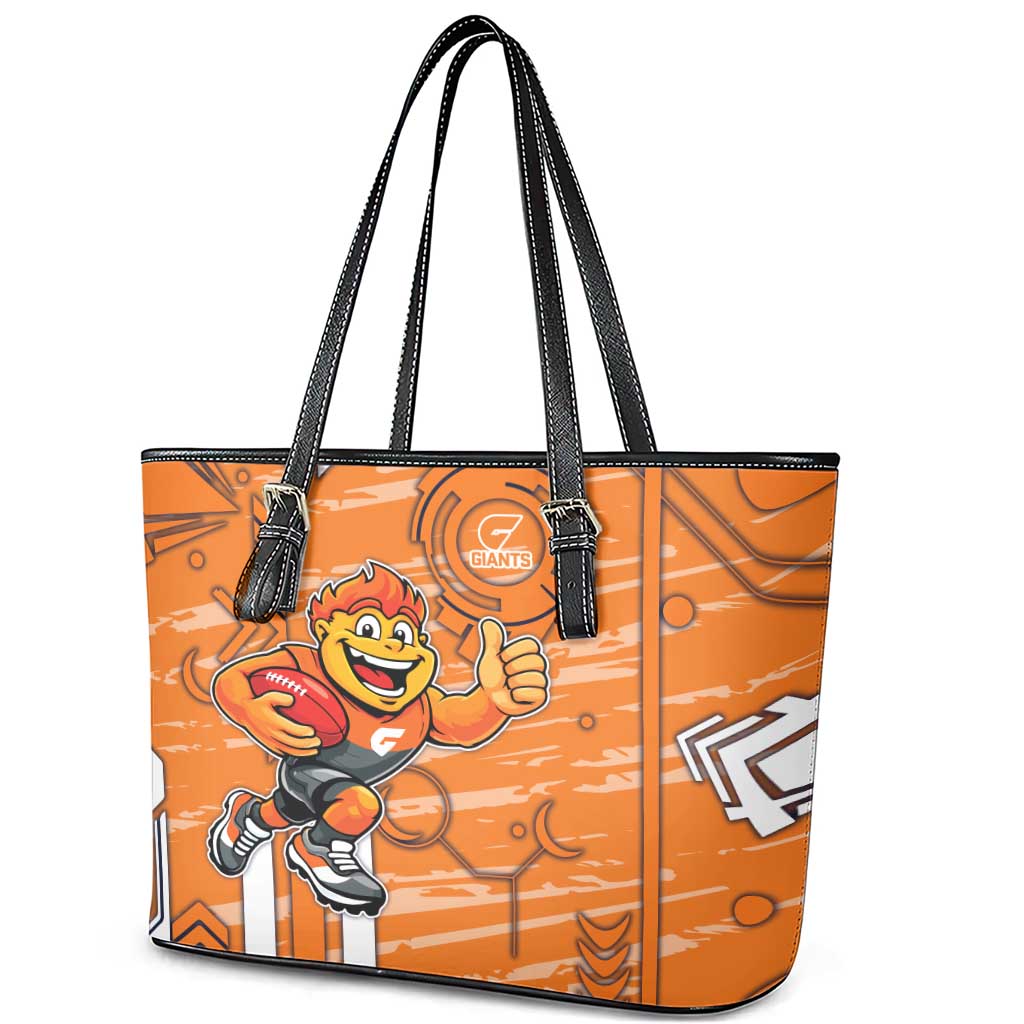 Greater Western Sydney Giants Leather Tote Bag Mascot Cartoon Football Illustration Style