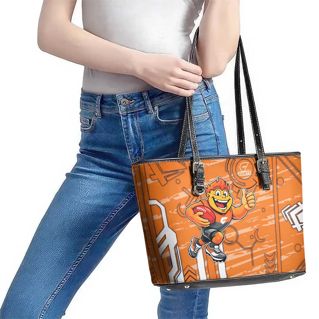 Greater Western Sydney Giants Leather Tote Bag Mascot Cartoon Football Illustration Style
