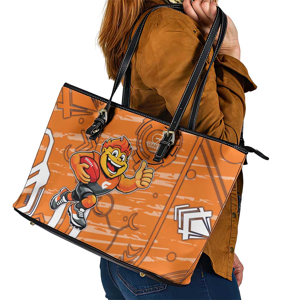 Greater Western Sydney Giants Leather Tote Bag Mascot Cartoon Football Illustration Style