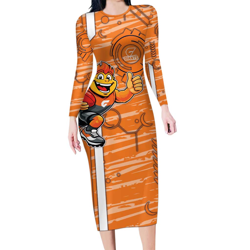 Greater Western Sydney Giants Long Sleeve Bodycon Dress Mascot Cartoon Football Illustration Style