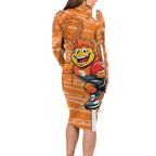 Greater Western Sydney Giants Long Sleeve Bodycon Dress Mascot Cartoon Football Illustration Style