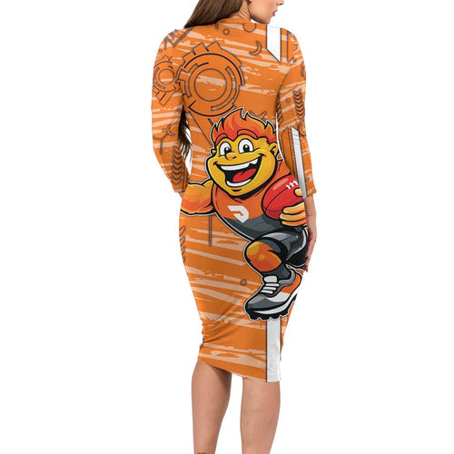 Greater Western Sydney Giants Long Sleeve Bodycon Dress Mascot Cartoon Football Illustration Style