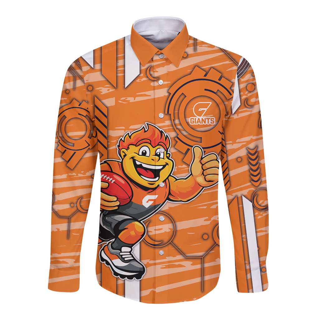 Greater Western Sydney Giants Long Sleeve Button Shirt Mascot Cartoon Football Illustration Style