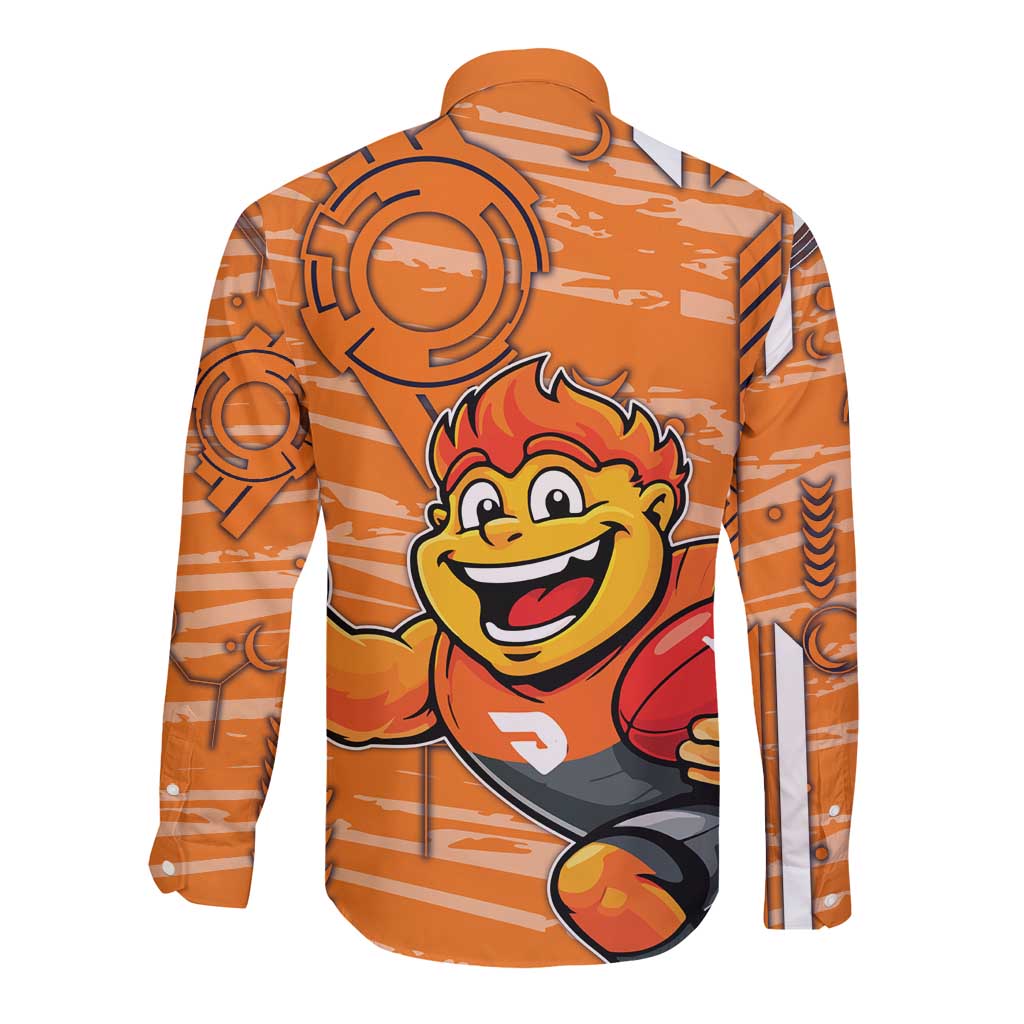 Greater Western Sydney Giants Long Sleeve Button Shirt Mascot Cartoon Football Illustration Style