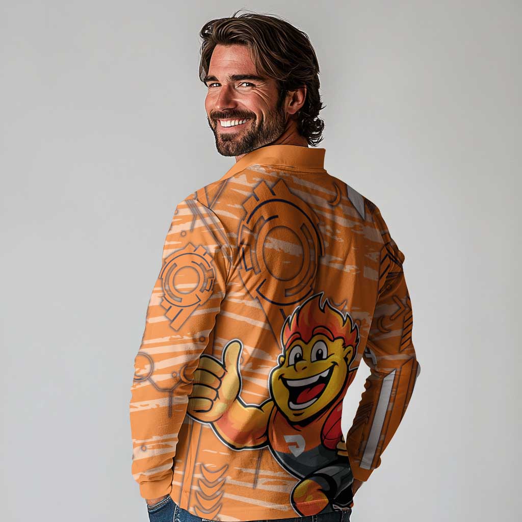 Greater Western Sydney Giants Long Sleeve Polo Shirt Mascot Cartoon Football Illustration Style