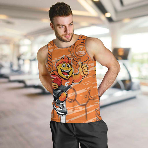 Greater Western Sydney Giants Men Tank Top Mascot Cartoon Football Illustration Style
