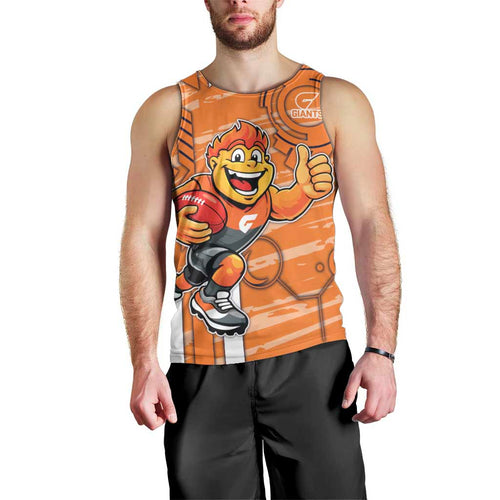 Greater Western Sydney Giants Men Tank Top Mascot Cartoon Football Illustration Style