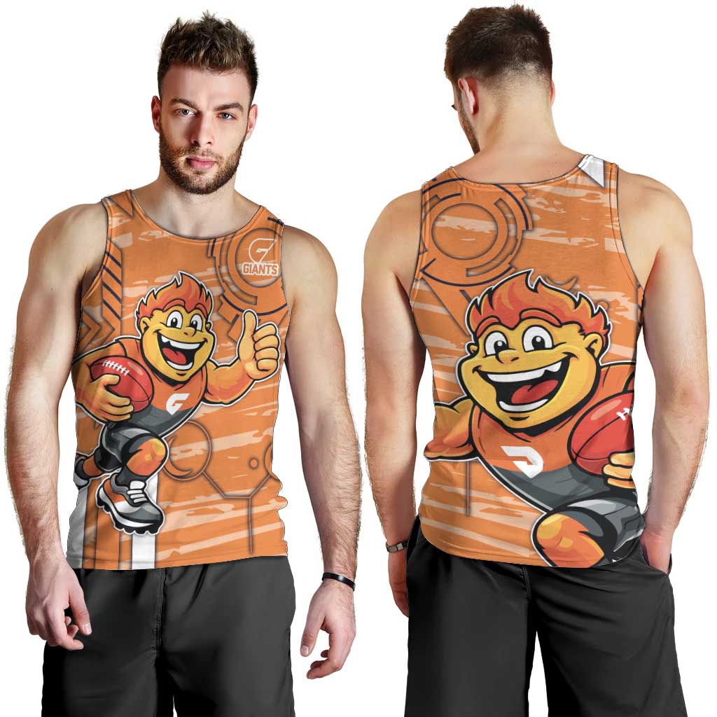 Greater Western Sydney Giants Men Tank Top Mascot Cartoon Football Illustration Style