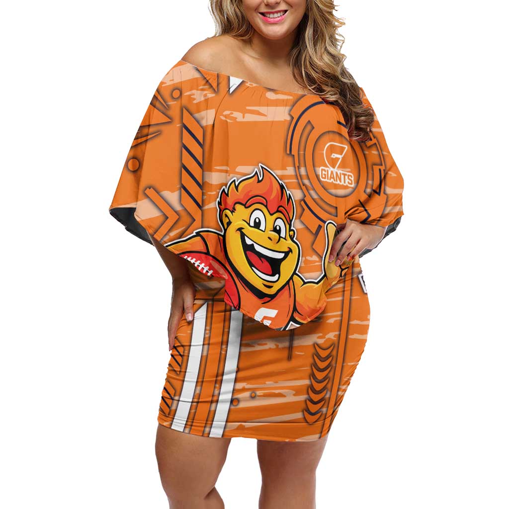 Greater Western Sydney Giants Off Shoulder Short Dress Mascot Cartoon Football Illustration Style