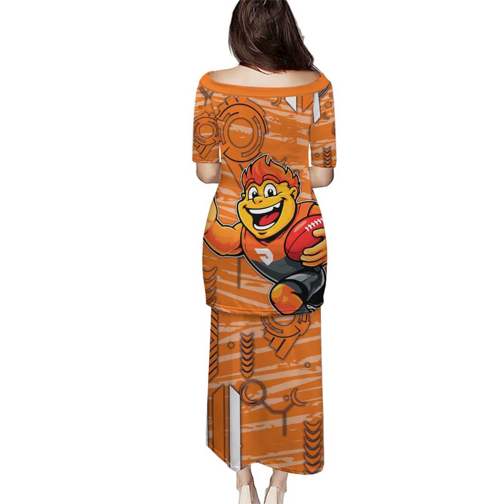 Greater Western Sydney Giants Puletasi Mascot Cartoon Football Illustration Style
