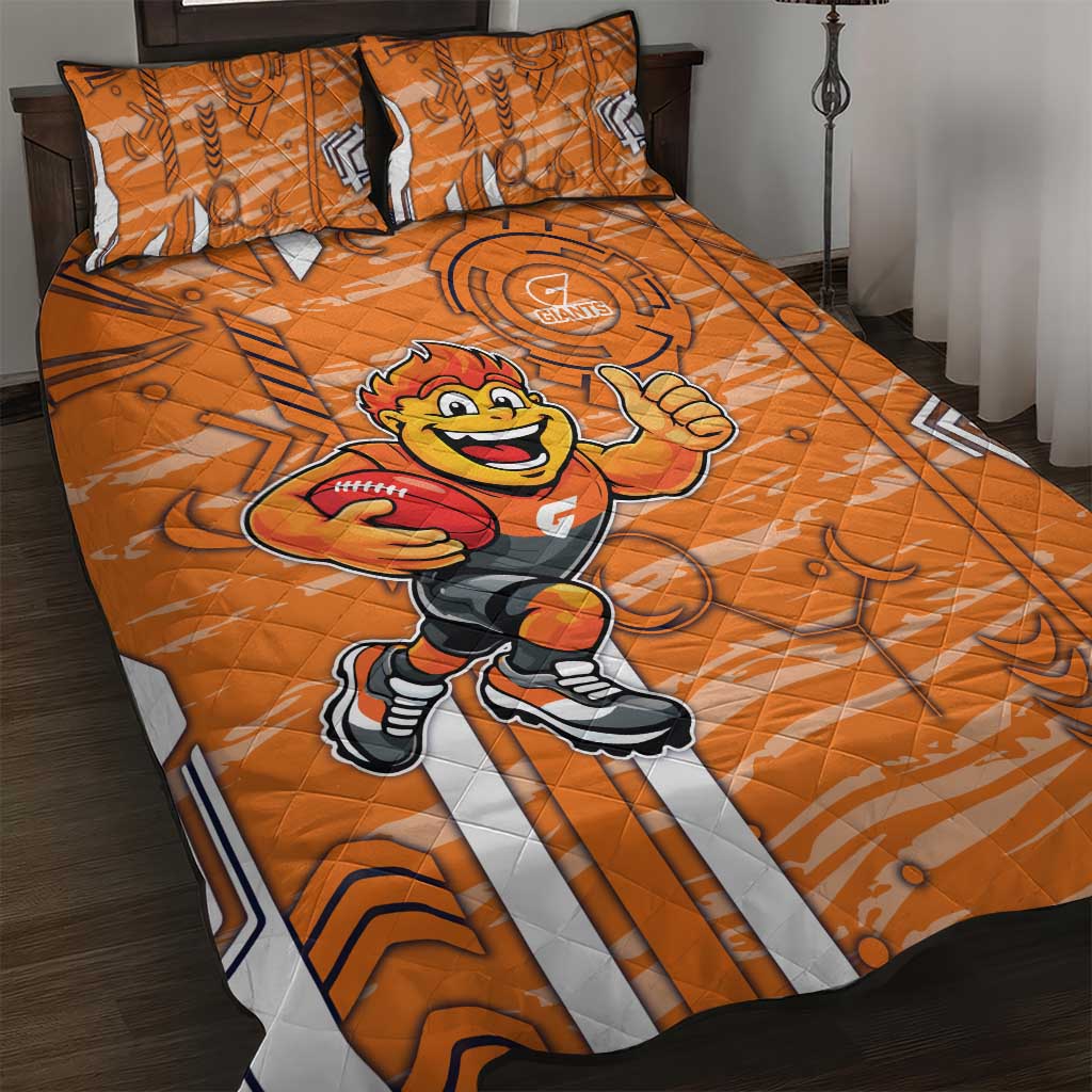 Greater Western Sydney Giants Quilt Bed Set Mascot Cartoon Football Illustration Style