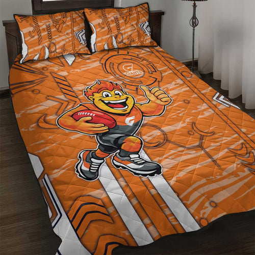 Greater Western Sydney Giants Quilt Bed Set Mascot Cartoon Football Illustration Style