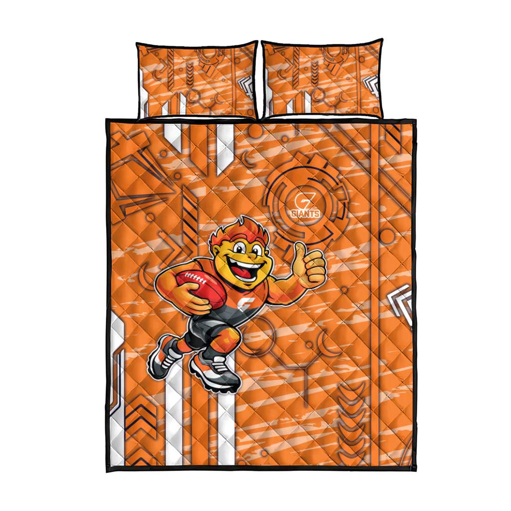 Greater Western Sydney Giants Quilt Bed Set Mascot Cartoon Football Illustration Style