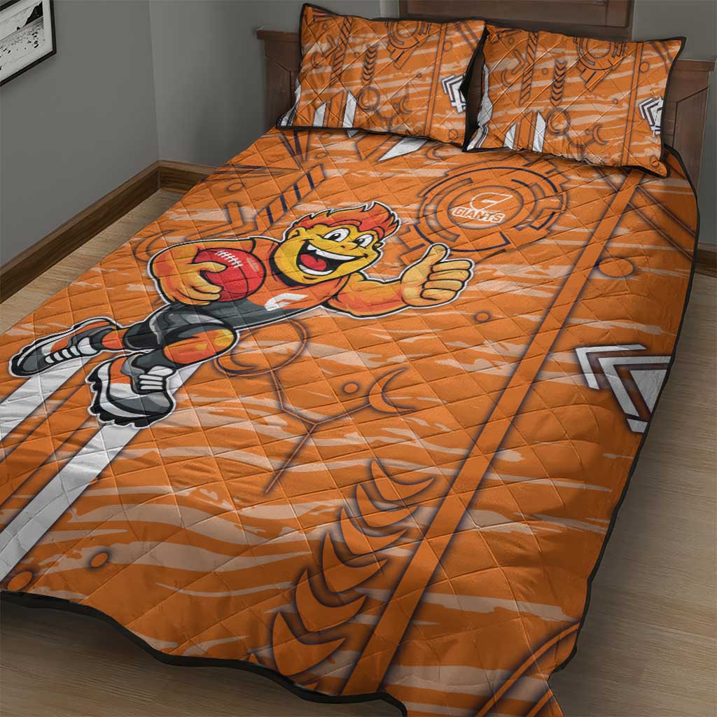 Greater Western Sydney Giants Quilt Bed Set Mascot Cartoon Football Illustration Style