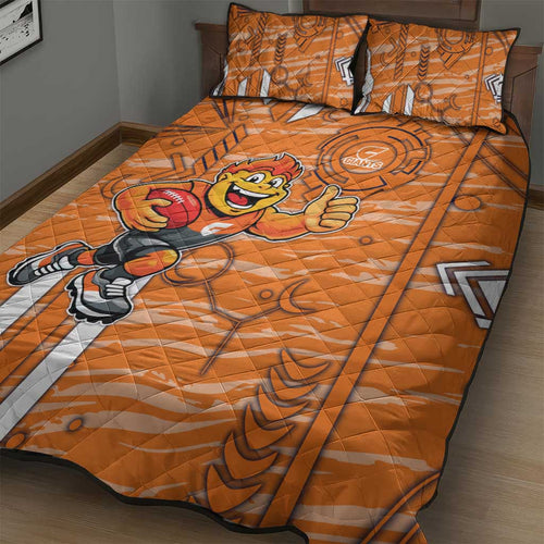 Greater Western Sydney Giants Quilt Bed Set Mascot Cartoon Football Illustration Style