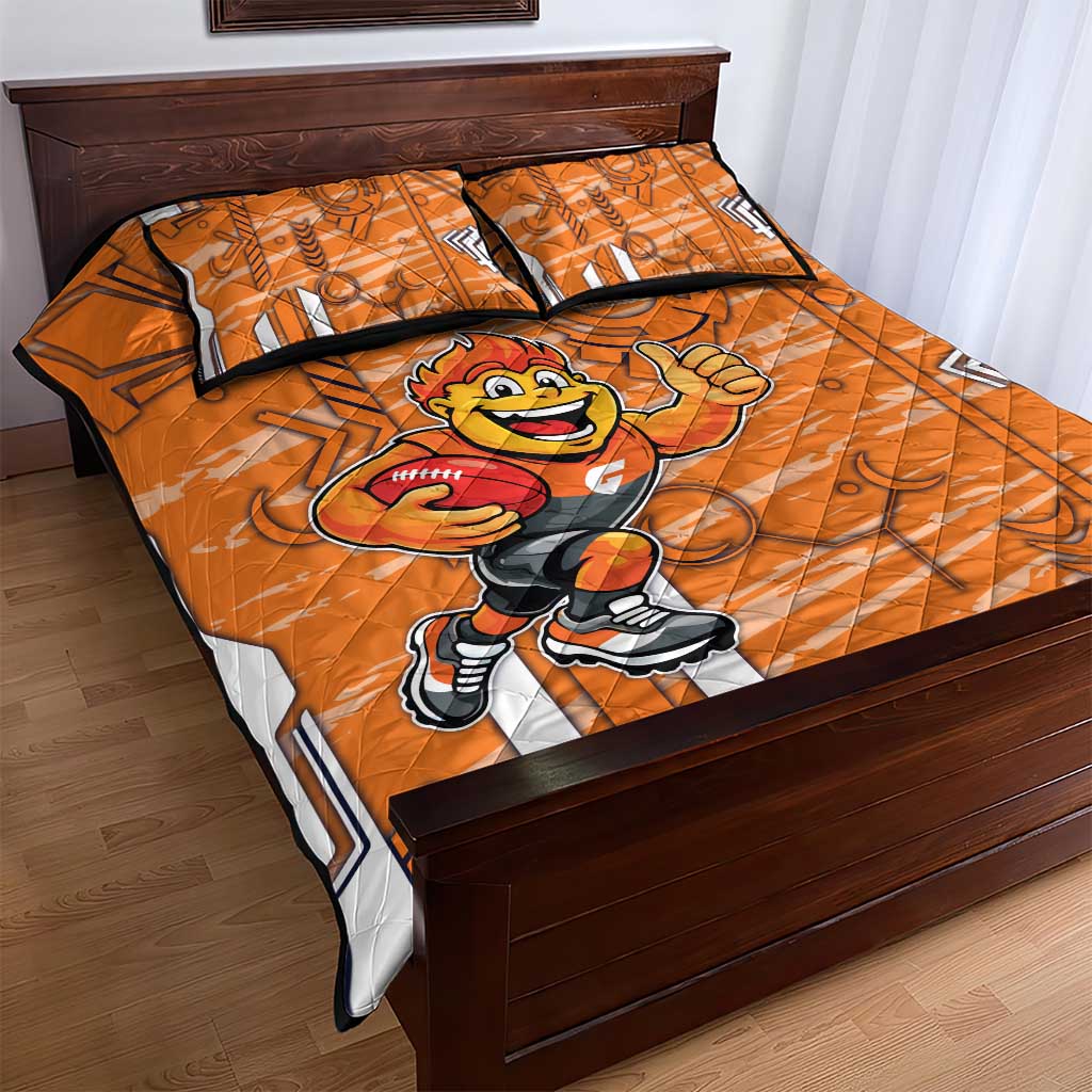 Greater Western Sydney Giants Quilt Bed Set Mascot Cartoon Football Illustration Style