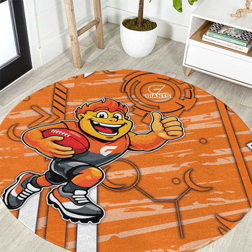 Greater Western Sydney Giants Round Carpet Mascot Cartoon Football Illustration Style