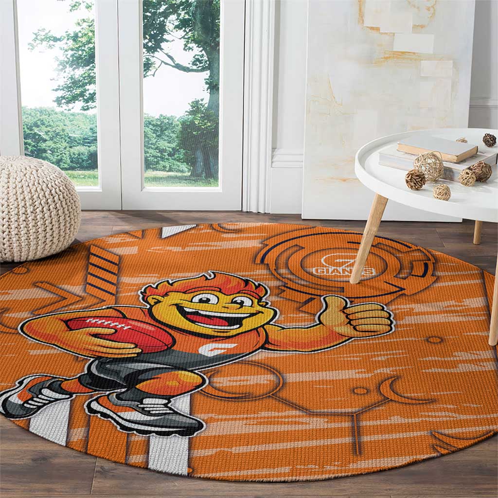 Greater Western Sydney Giants Round Carpet Mascot Cartoon Football Illustration Style