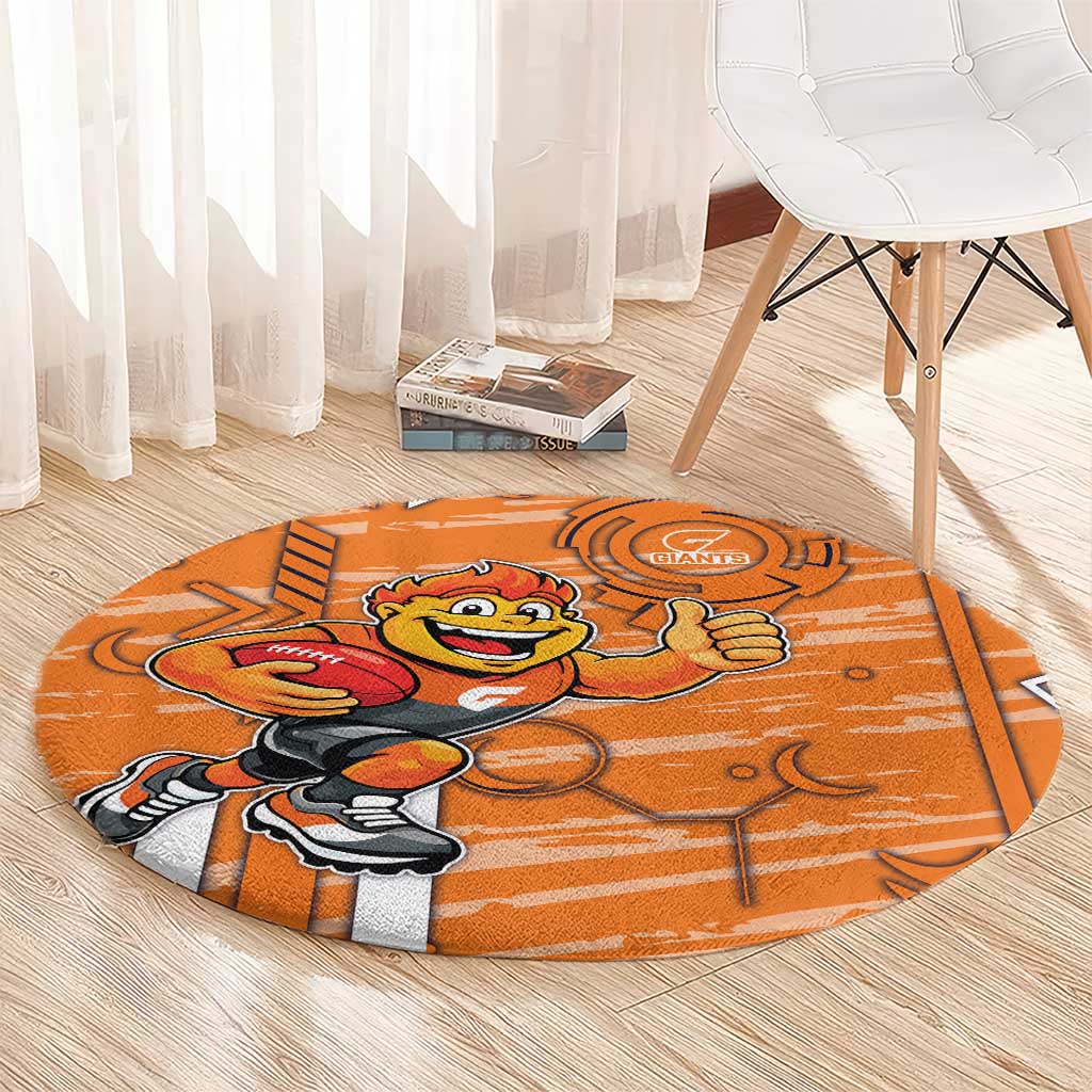 Greater Western Sydney Giants Round Carpet Mascot Cartoon Football Illustration Style