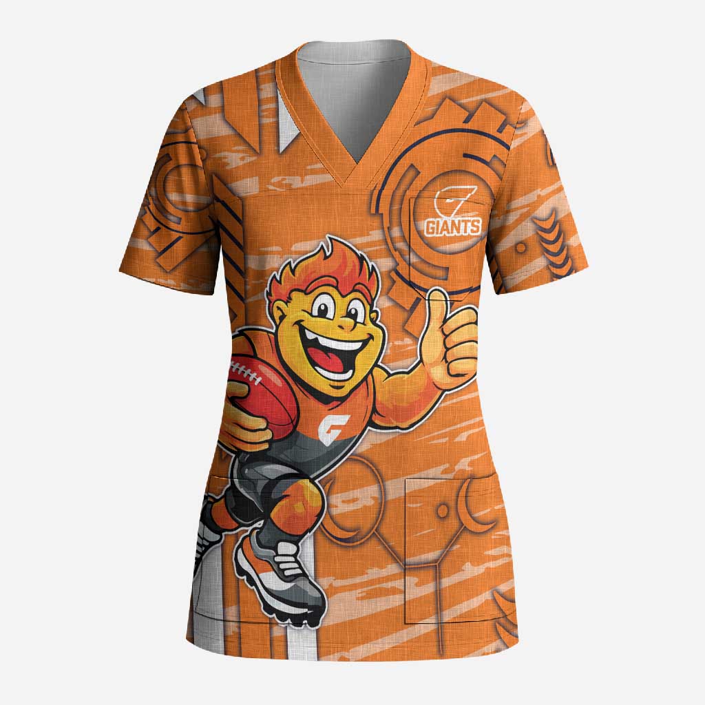 Greater Western Sydney Giants Scrub Top Mascot Cartoon Football Illustration Style