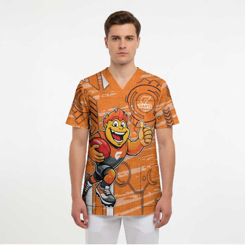 Greater Western Sydney Giants Scrub Top Mascot Cartoon Football Illustration Style