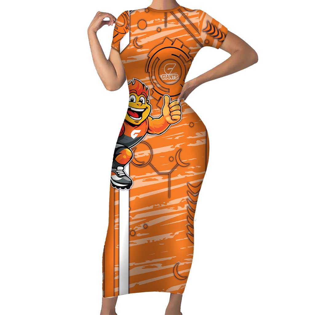Greater Western Sydney Giants Short Sleeve Bodycon Dress Mascot Cartoon Football Illustration Style