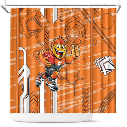 Greater Western Sydney Giants Shower Curtain Mascot Cartoon Football Illustration Style